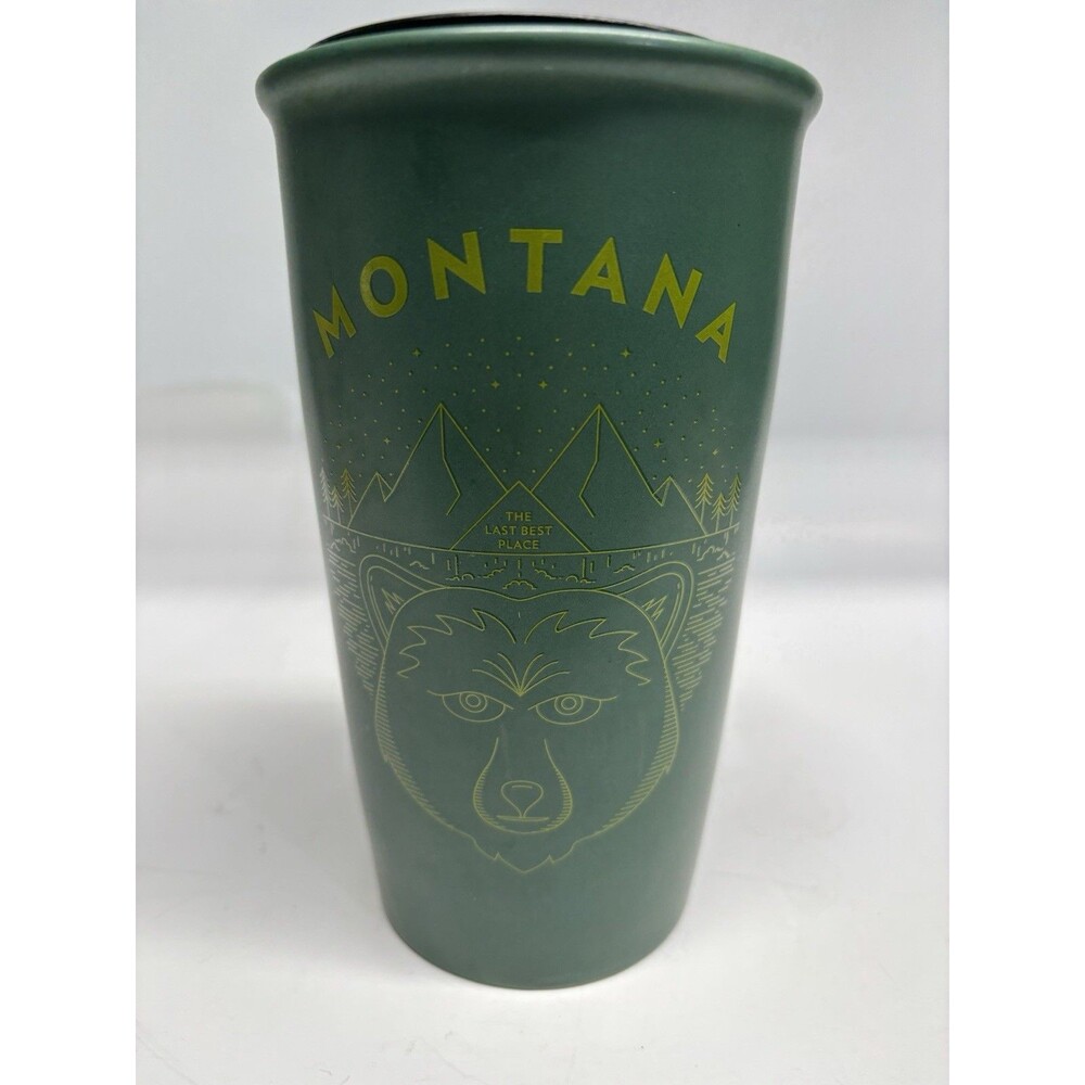 Rare Starbucks Montana "The Last‎ Best Place" Ceramic Travel Tumbler Mug w/ Lid